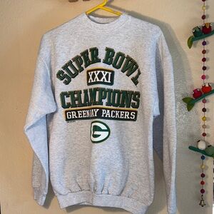 VINTAGE LOGO 7 1997 GREEN BAY PACKERS SUPERBOWL 31 XXXI Crewneck heather